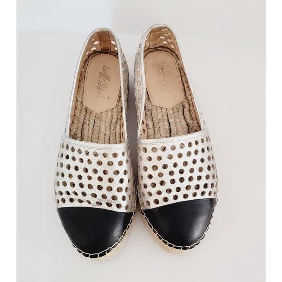 Loeffler Randall Mariko Perforated Leather Flat, Silver/Black Espadrille 6.5 EUC - Picture 3 of 9